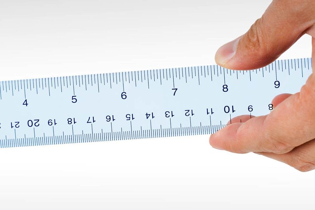 линийка за измерване на главата на пениса преди уголемяване