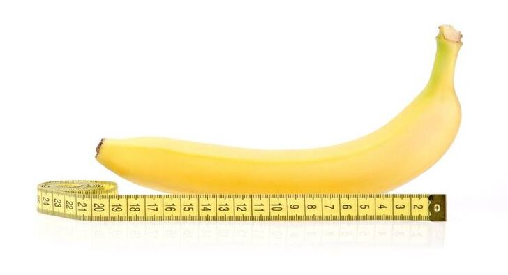 измерване на пениса преди уголемяване по примера на банан