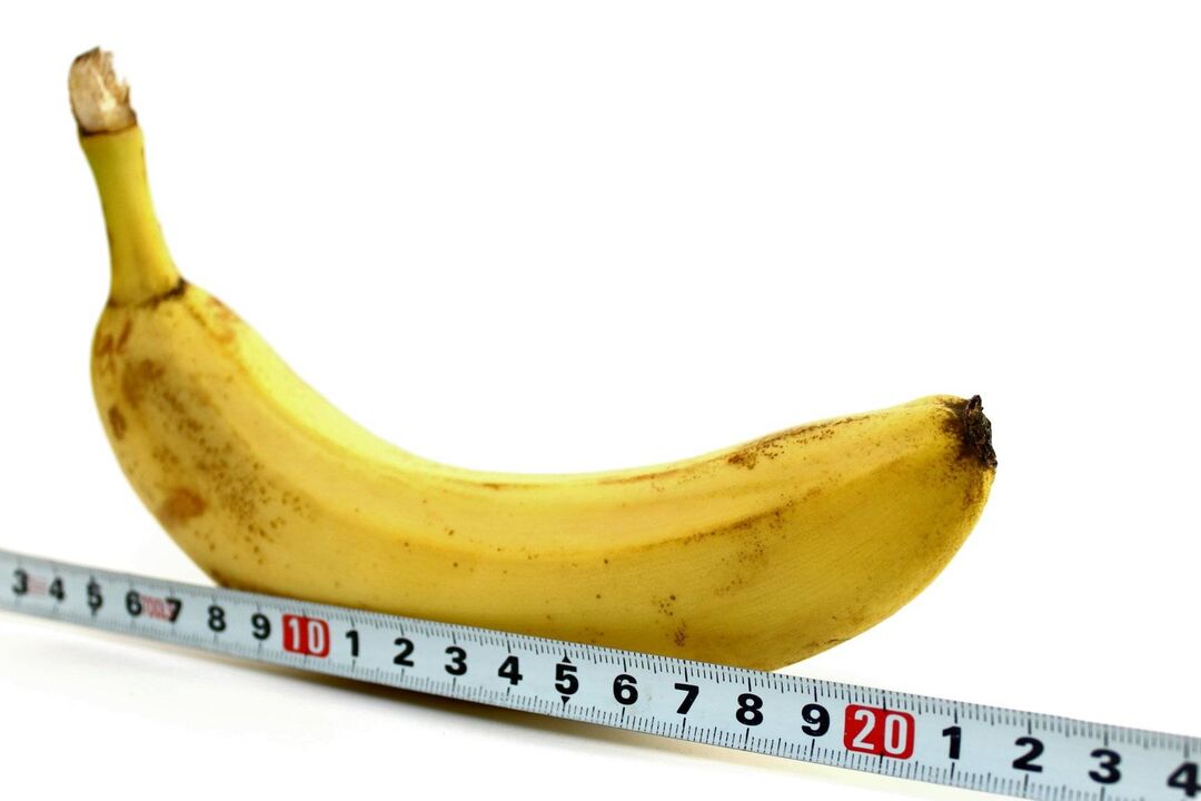 измерване на пениса, преди да го увеличите, като използвате примера на банан